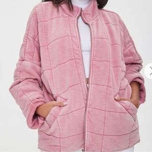 NWT Quilted Forever 21 Zip Up Jacket XS pink